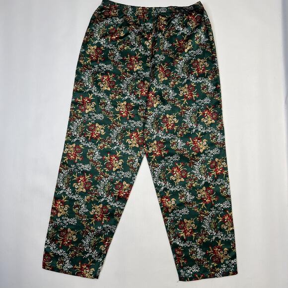 Vintage Victoria's Secret Pajama Set Womens Small Green Floral Quilted Satin 90s - Picture 4 of 13